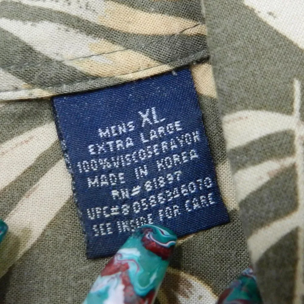 Vintage Puritan Hawaiian Shirt Sz XL Tropical Palm Leaf Beach Summer Retro FLAWS